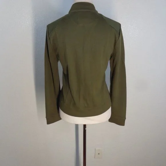 Lauren Ralph Lauren LRL Olive Green Side Full Zip Sweater Women's Medium - Picture 4 of 5